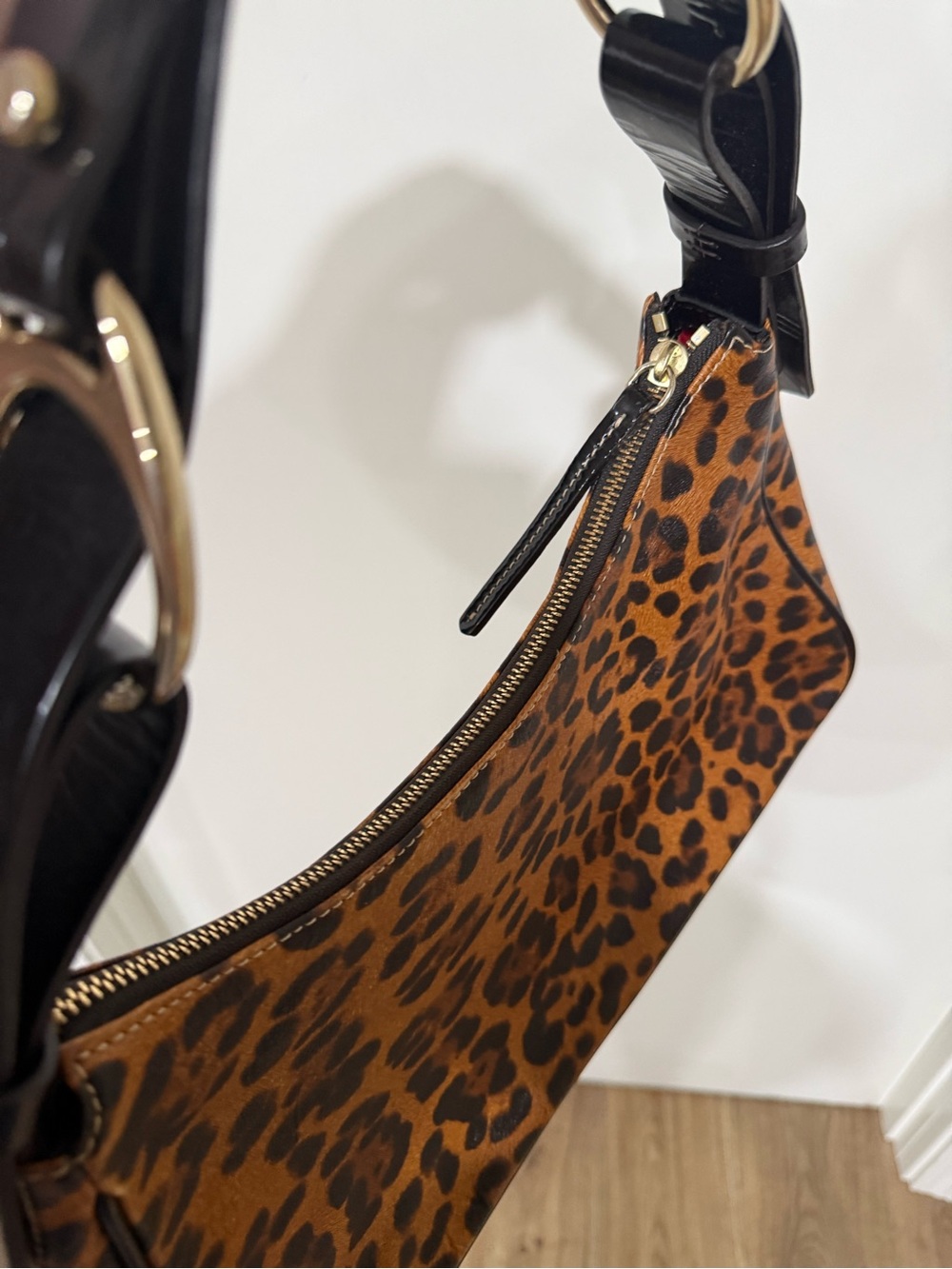 Dooney & Bourke Leopard-Print Shoulder Bag in Brown and Black - Picture 7 of 8